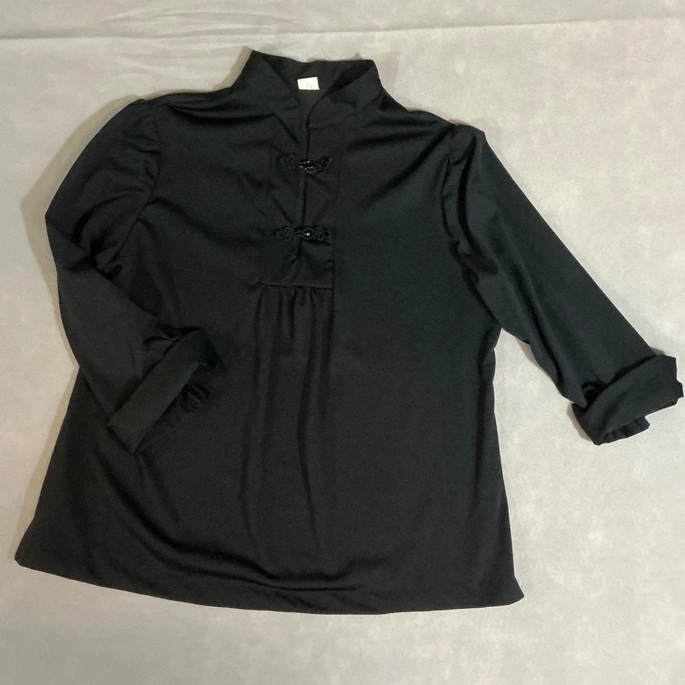 Fairygoth Kalico Queen Black Metallic Stripe Sheer Lace Trim Blouse Top Womens M